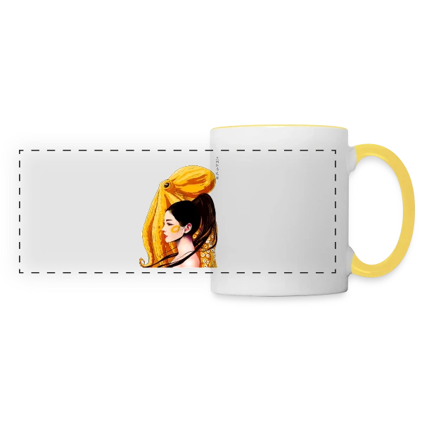 Poulpe aux Anneaux Jaunes Vifs sur Mug panoramique contrasté et blanc