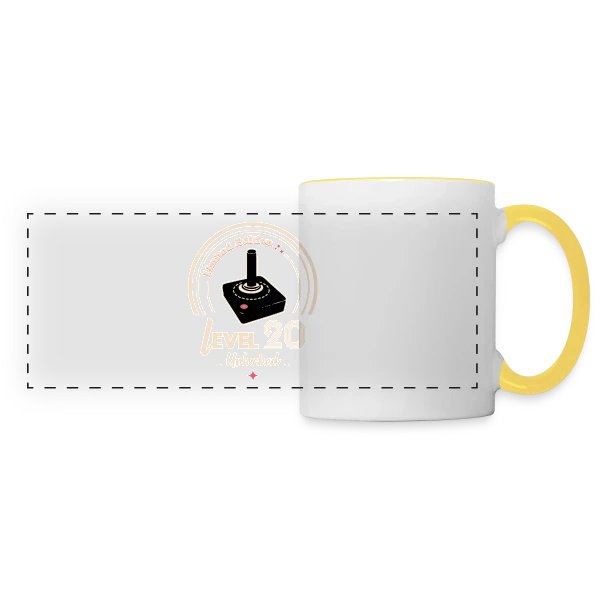 Gaming "Niveau 20 Débloqué" - Rétro Anniversaire sur Mug panoramique contrasté et blanc