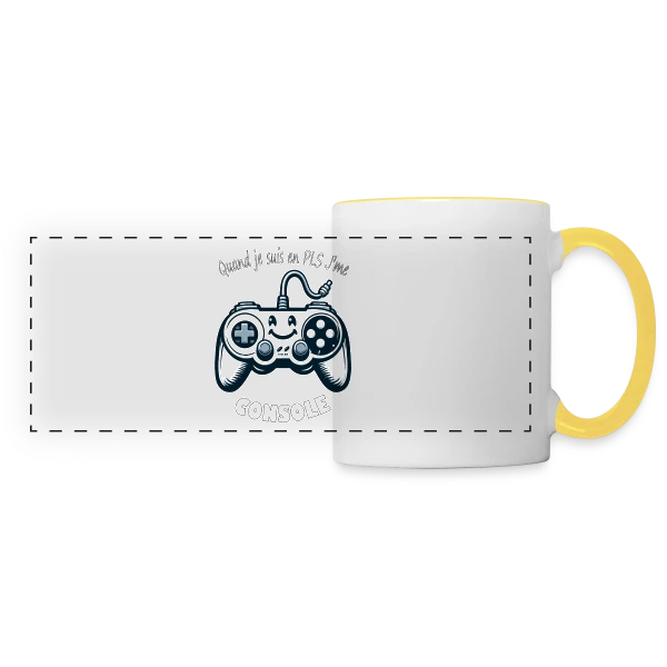 Joystick Souriant Rétro Gaming sur Mug panoramique contrasté et blanc