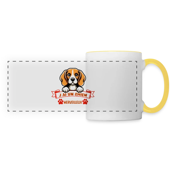 Beagle Adorable sur Mug panoramique contrasté et blanc