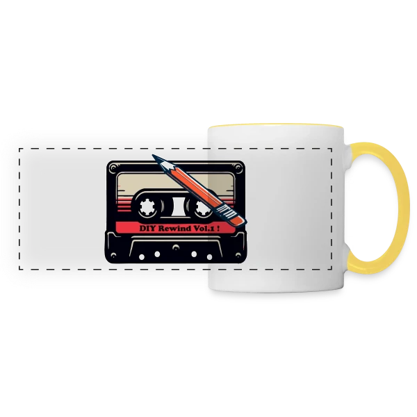 Cassette Rétro K7 : L'Analogique Stylé sur Mug panoramique contrasté et blanc