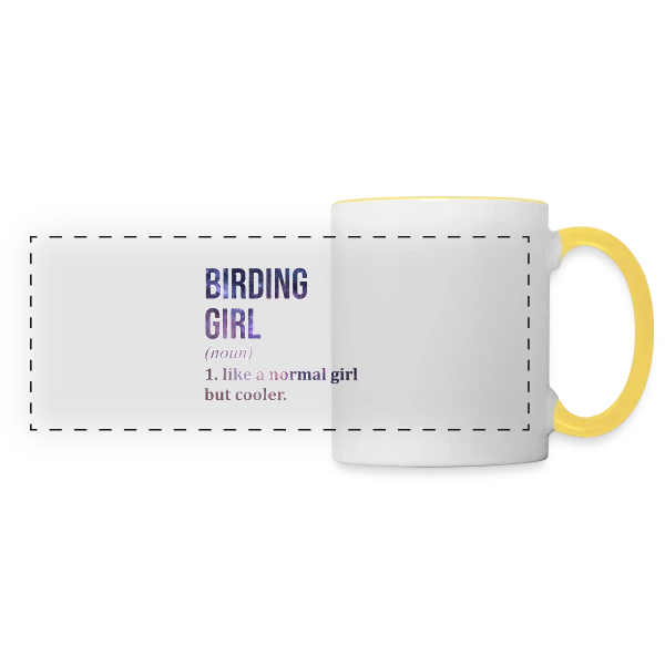 Birding Girl Galaxie sur Mug panoramique contrasté et blanc