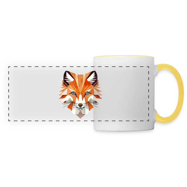 Renard Géométrique Éclatant sur Mug panoramique contrasté et blanc