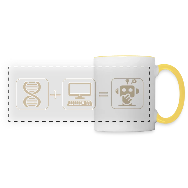 Robot Futuriste : Passion Science & Tech sur Mug panoramique contrasté et blanc