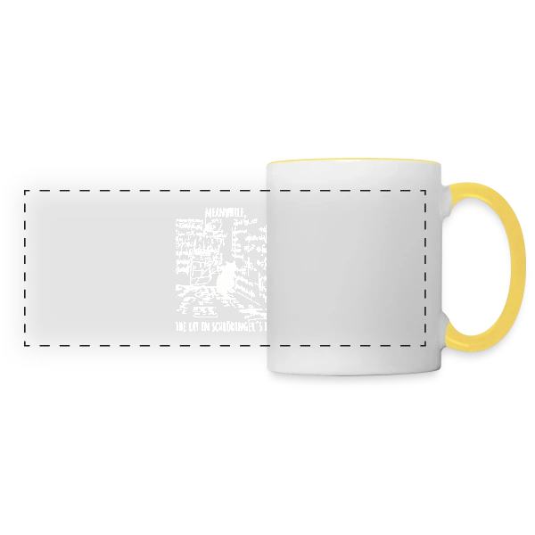 Humour de Schrödinger | Chat Quantique sur Mug panoramique contrasté et blanc