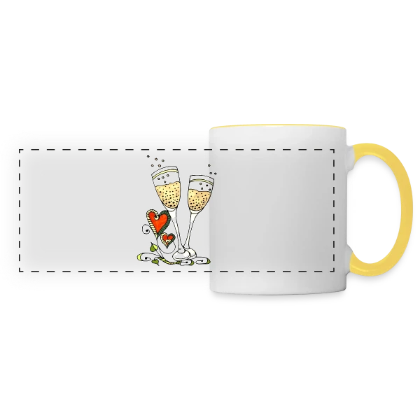 Verres Cœurs & Fêtes sur Mug panoramique contrasté et blanc