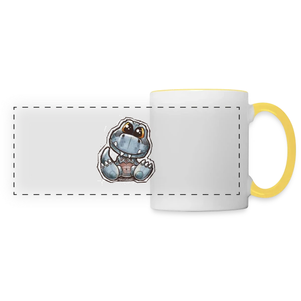 P'tit Dino Mignon sur Mug panoramique contrasté et blanc