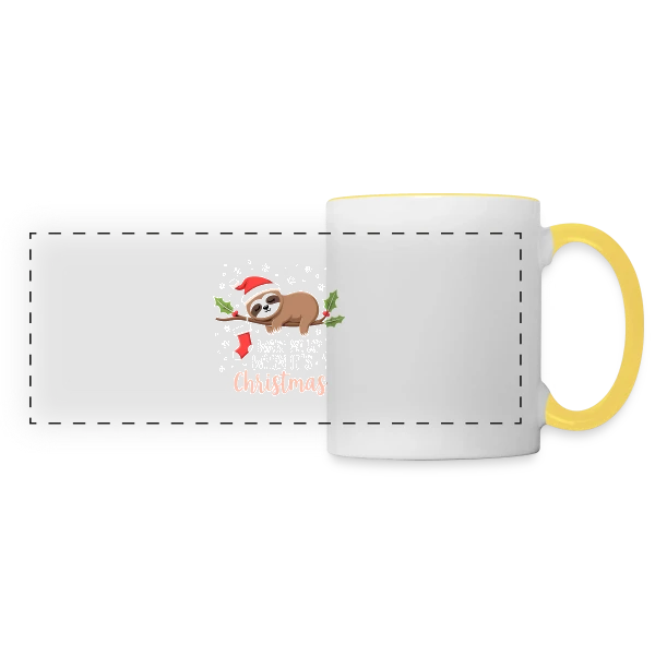 Noël Paresseux Endormi - Réveille-moi pour Noël sur Mug panoramique contrasté et blanc