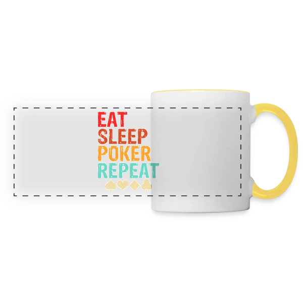 Poker Joueur et Humour sur Mug panoramique contrasté et blanc