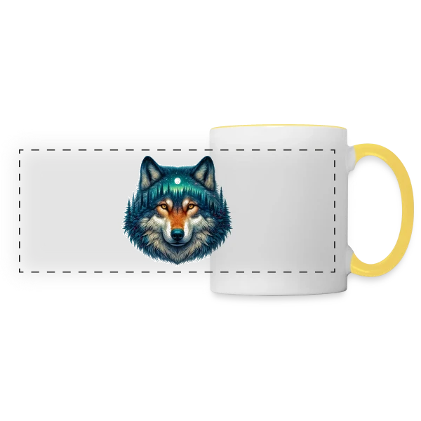 Loup Forêt Étoilée sur Mug panoramique contrasté et blanc