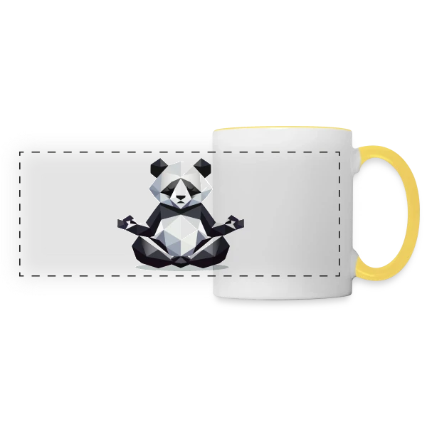 Panda Zen Géométrique : Harmonie Minimaliste sur Mug panoramique contrasté et blanc