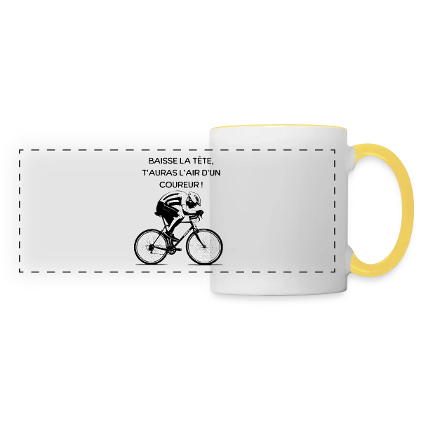 Cyclisme Humour - Design Minimaliste Vélo sur Mug panoramique contrasté et blanc