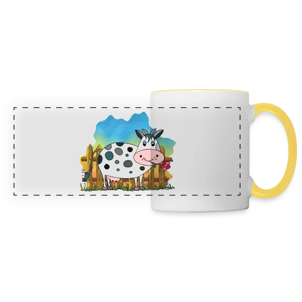 La Vache Rigolote sur Mug panoramique contrasté et blanc