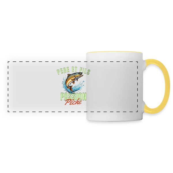 Pêche Père Fils : Complicité en Nature sur Mug panoramique contrasté et blanc