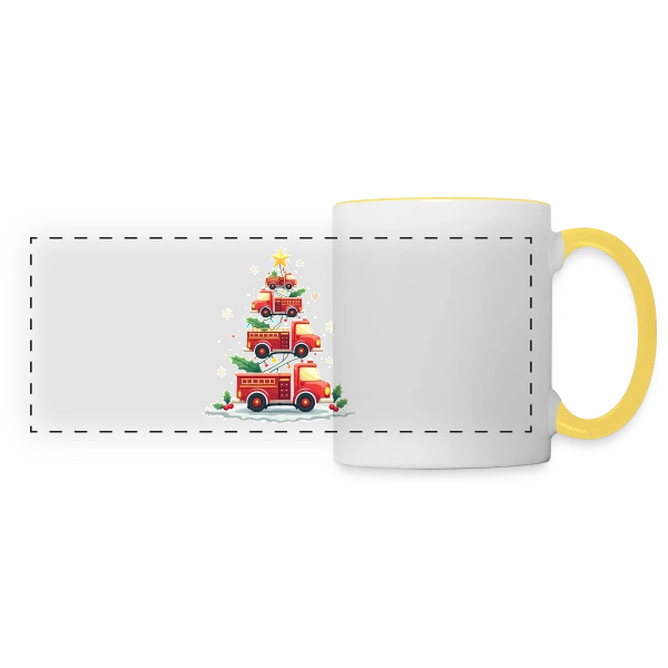 Camion de Pompiers Amusant - Noël sur Mug panoramique contrasté et blanc