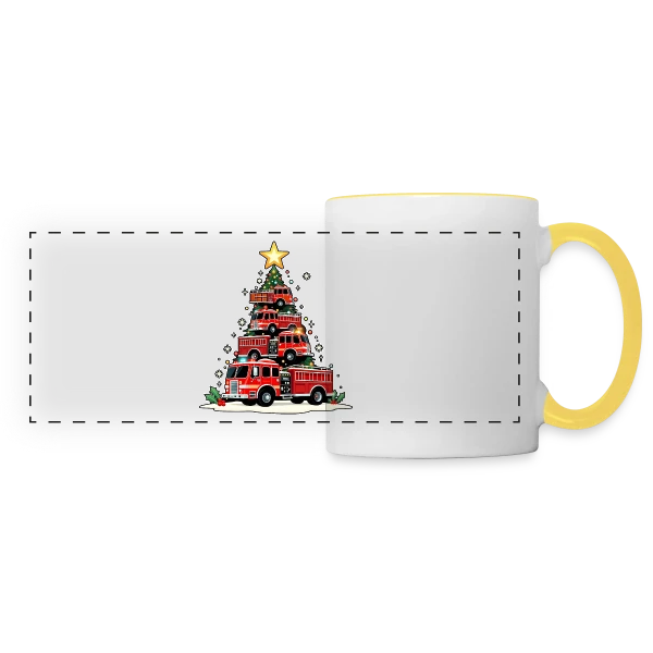 Camion de Pompiers Rigolo - Noël Enchanté sur Mug panoramique contrasté et blanc