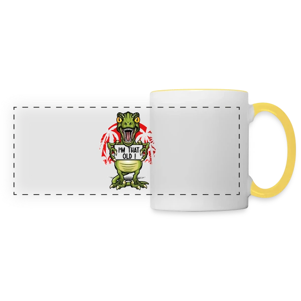 Vieux Comme un Dino sur Mug panoramique contrasté et blanc