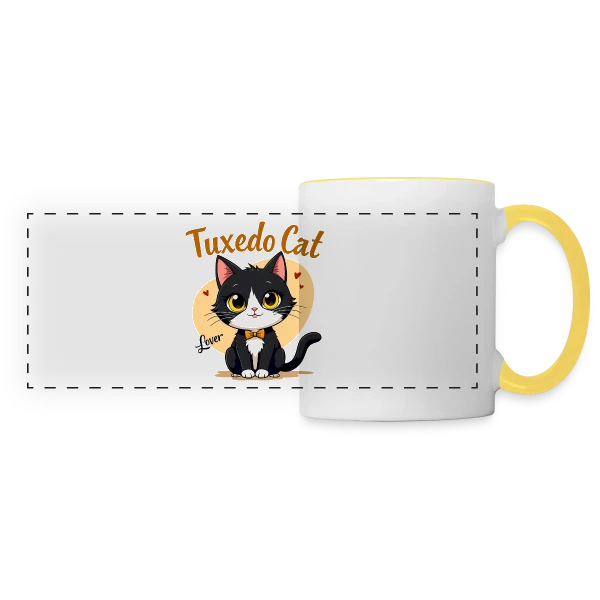 Amoureux du Chat Smoking - Cadeau Idéal sur Mug panoramique contrasté et blanc