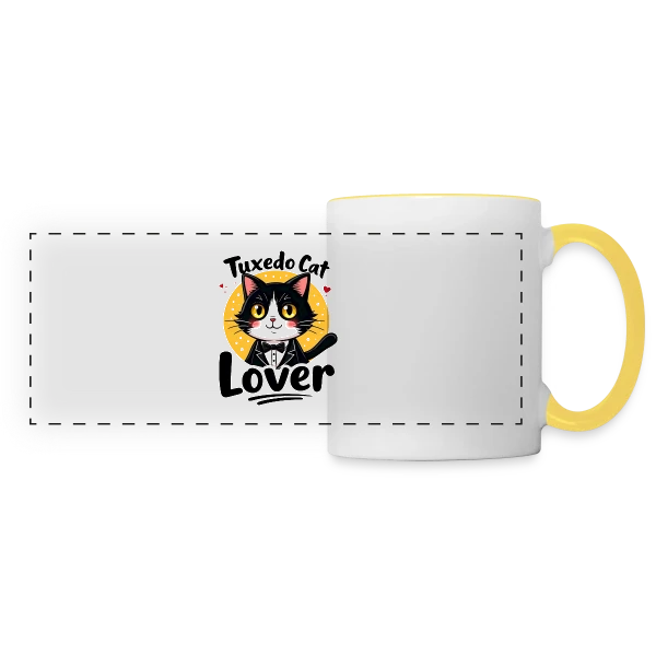 Femme Amoureux Chat Smoking - Cadeau Félin sur Mug panoramique contrasté et blanc
