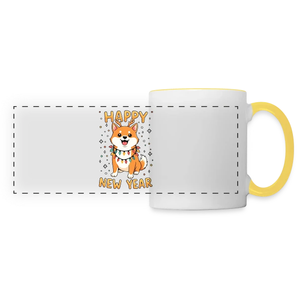 Shiba Inu Lumières de Noël - Fêtes de Fin d'Année sur Mug panoramique contrasté et blanc