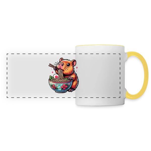 Capybara Mignon Ramen sur Mug panoramique contrasté et blanc