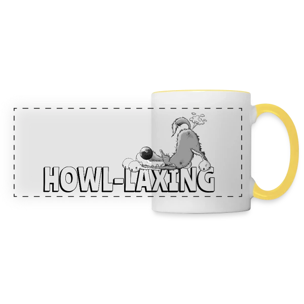 Loup qui pète - Humour animalier cartoon sur Mug panoramique contrasté et blanc