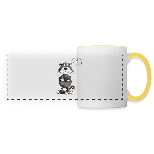 Chat grincheux "Ew People" - Humour félin sur Mug panoramique contrasté et blanc