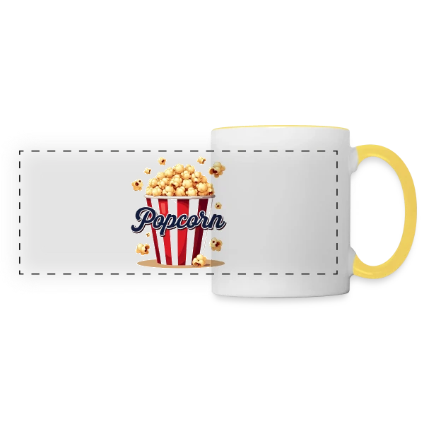 Design Popcorn Festif - Costume Carnaval sur Mug panoramique contrasté et blanc