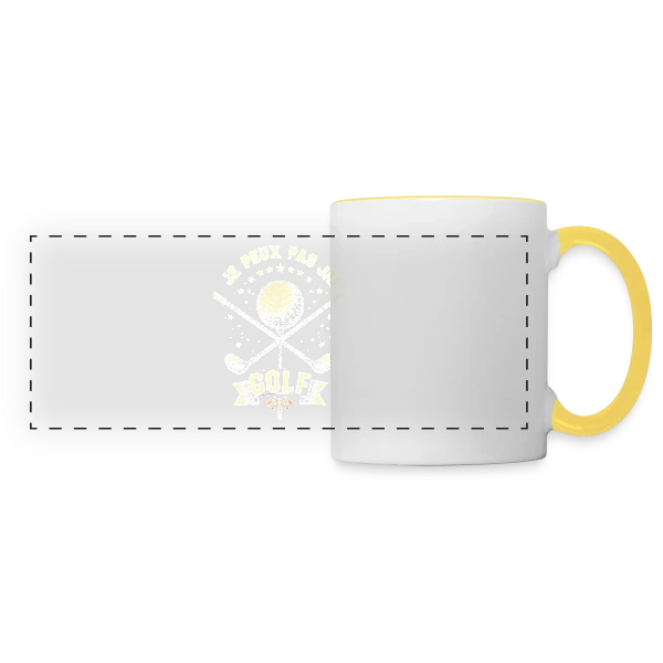 Je Peux Pas, J'Ai Golf - Humour Golfeur sur Mug panoramique contrasté et blanc