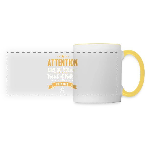 Humour Jeune Conducteur - Mon Permis en Poche sur Mug panoramique contrasté et blanc