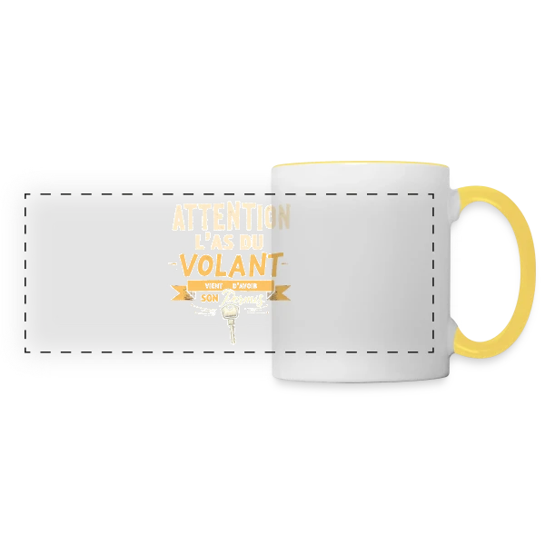 Permis de Conduire - Humour Jeune Conducteur sur Mug panoramique contrasté et blanc