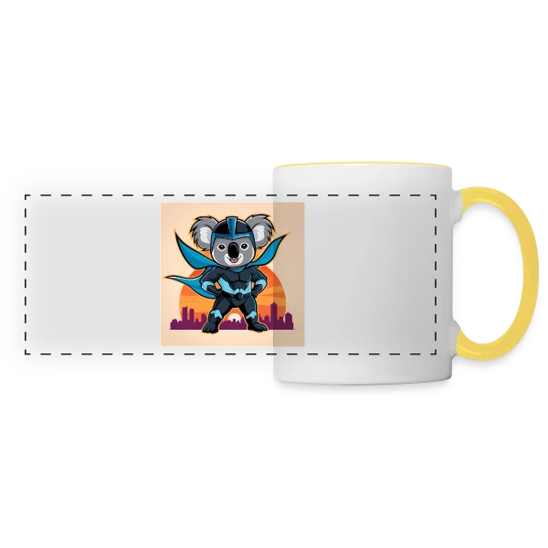 Super Koala Héroïque sur Mug panoramique contrasté et blanc