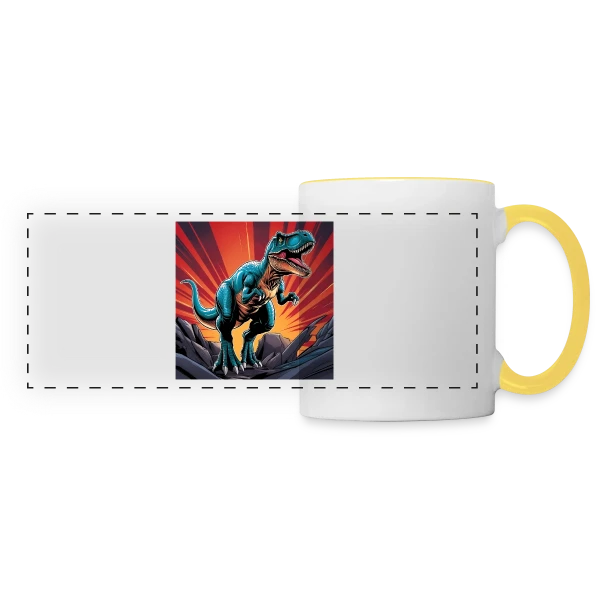 T-Rex Crépuscule sur Mug panoramique contrasté et blanc