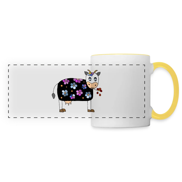 La Vache Rigolote sur Mug panoramique contrasté et blanc