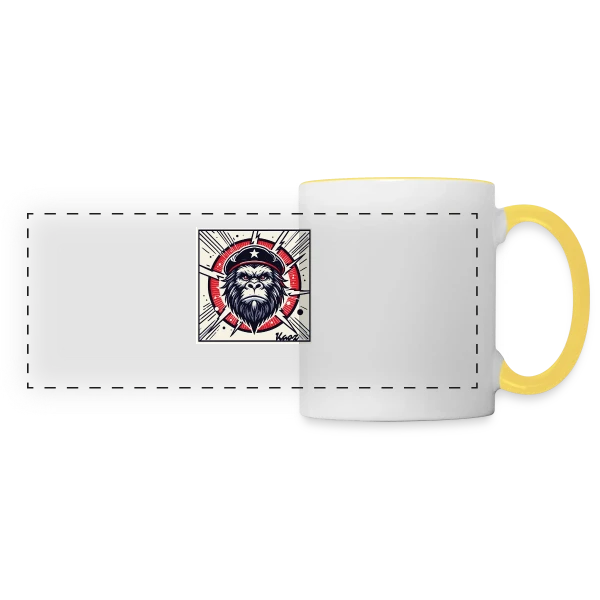 Gorille Révolutionnaire Stylé sur Mug panoramique contrasté et blanc
