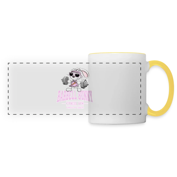 Lapin Fitness Musculation - 'Powered by Carrots' sur Mug panoramique contrasté et blanc