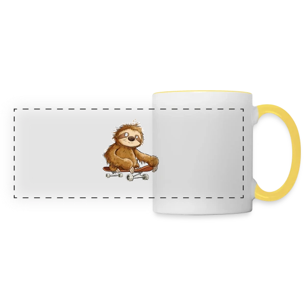 Paresseux Skateboarder Cartoon - Relax et Style sur Mug panoramique contrasté et blanc