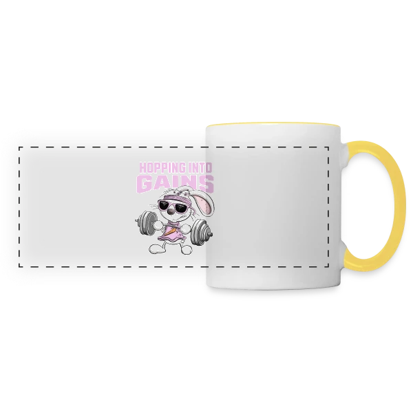 Lapin Musculation - Puissance Carottes sur Mug panoramique contrasté et blanc