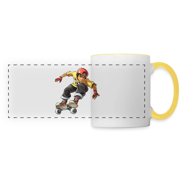 Esprit Skateboarder sur Mug panoramique contrasté et blanc