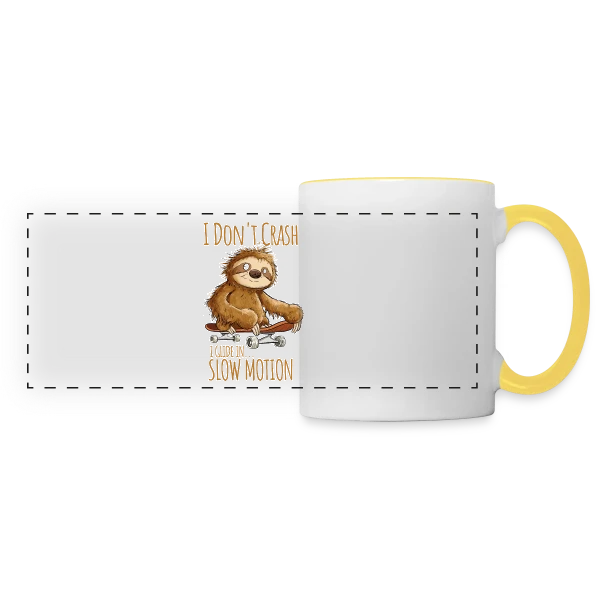 Paresseux Skateboarder - 'I Don't Crash' - T-shirt Relax sur Mug panoramique contrasté et blanc