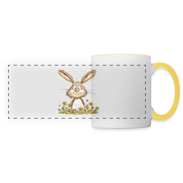 Lapin Rigolo des Fleurs sur Mug panoramique contrasté et blanc