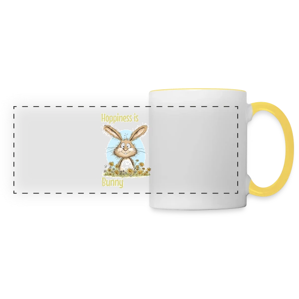 Lapin Printanier et Pâques sur Mug panoramique contrasté et blanc