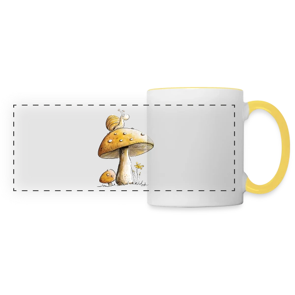 Escargot Rêveur sur Champignon sur Mug panoramique contrasté et blanc