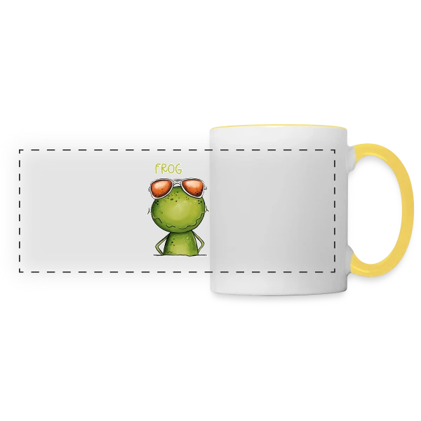 Grenouille Cool et Inoubliable sur Mug panoramique contrasté et blanc