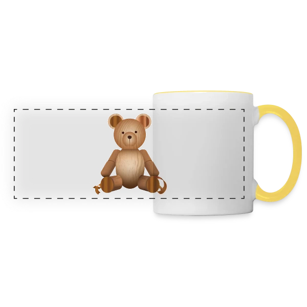 Ours Mignon en Bois - Style Nature & Chaleureux sur Mug panoramique contrasté et blanc