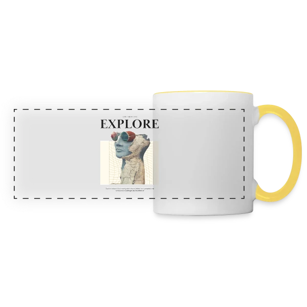 Exploration Artistique Vintage sur Mug panoramique contrasté et blanc
