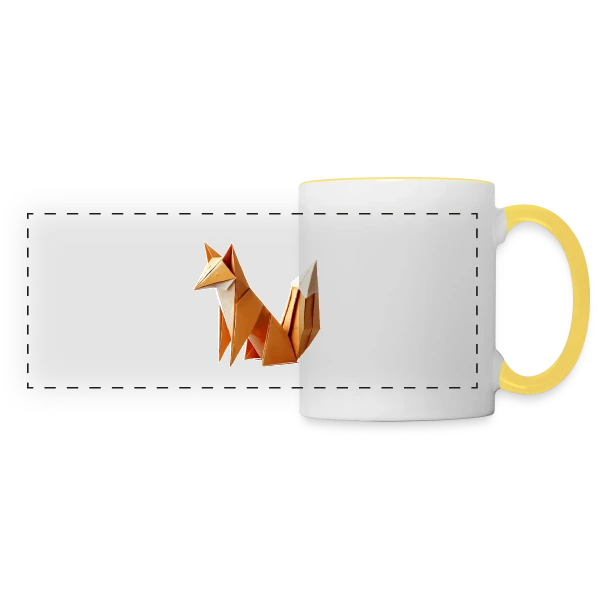 Renard Origami Géométrique sur Mug panoramique contrasté et blanc