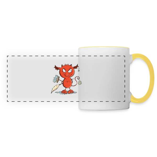Petit diable du ménage - Nettoyage fun sur Mug panoramique contrasté et blanc