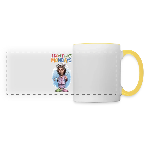 Jésus N'Aime Pas les Lundis sur Mug panoramique contrasté et blanc