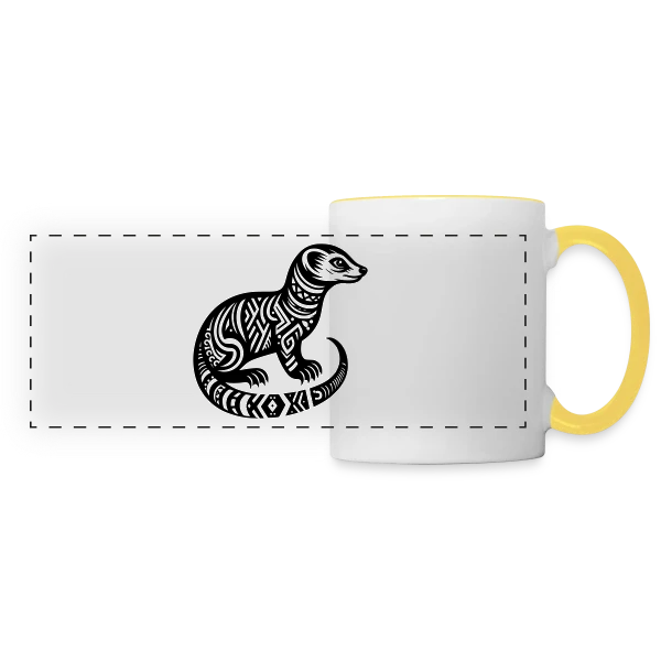 Mangouste Tribale : Esprit Sauvage sur Mug panoramique contrasté et blanc
